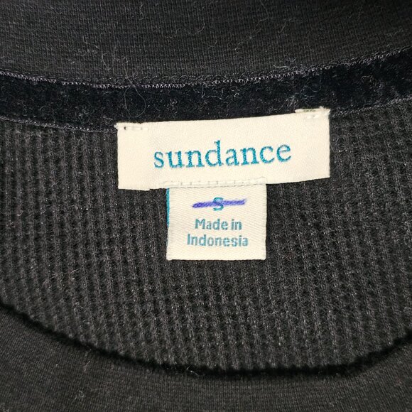 Sundance Frosty Fields Embroidered Thermal Top Shirt Women Size S Black Cotton - Picture 14 of 15